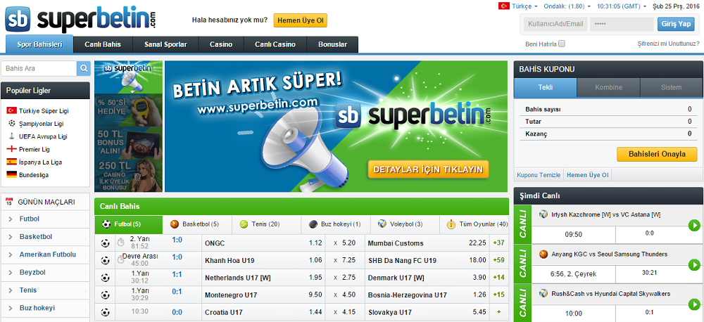 superbetin Site Tarafından Desteklenen Spor Bahisleri