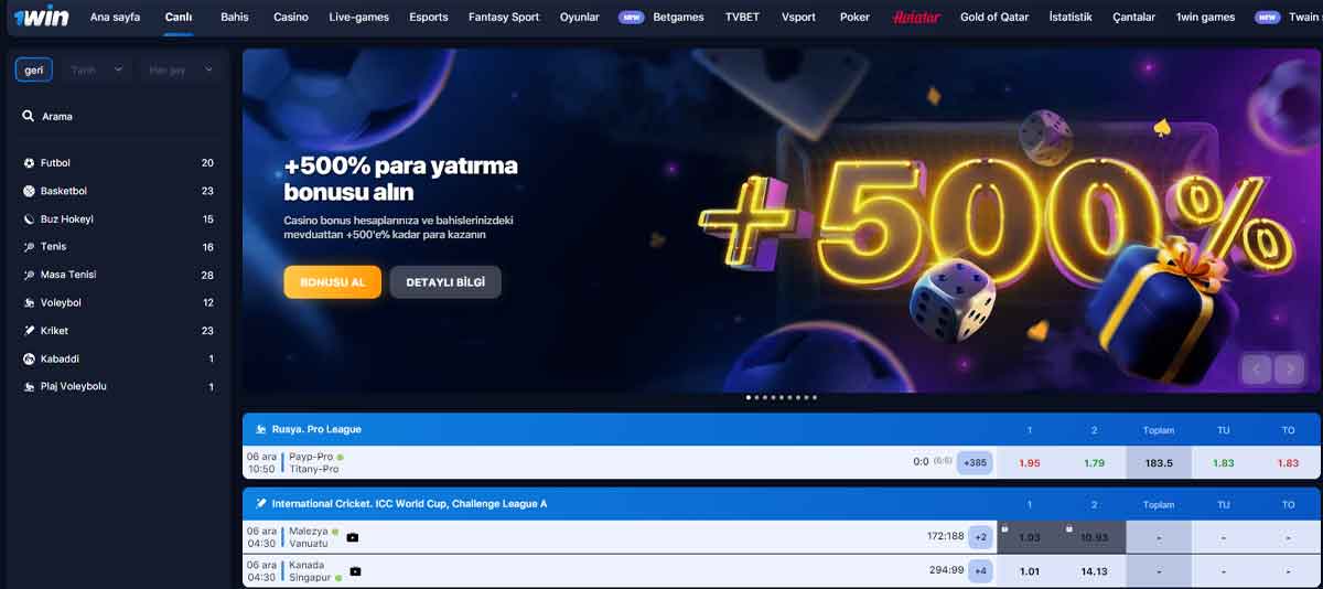 1win Canlı Bahis